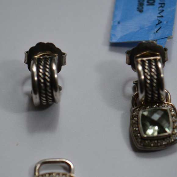 David Yurman Wheaton Prasiolite / Diamond Earrings - Picture 2 of 4